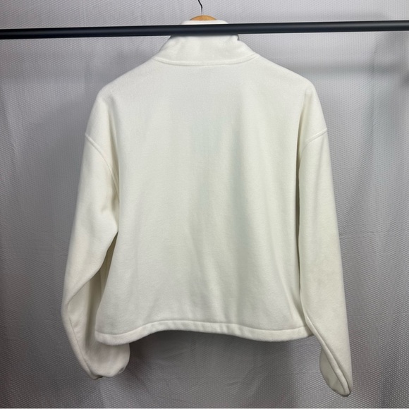 Women's Off White Fleece cropped Jacket size Large - Picture 6 of 6